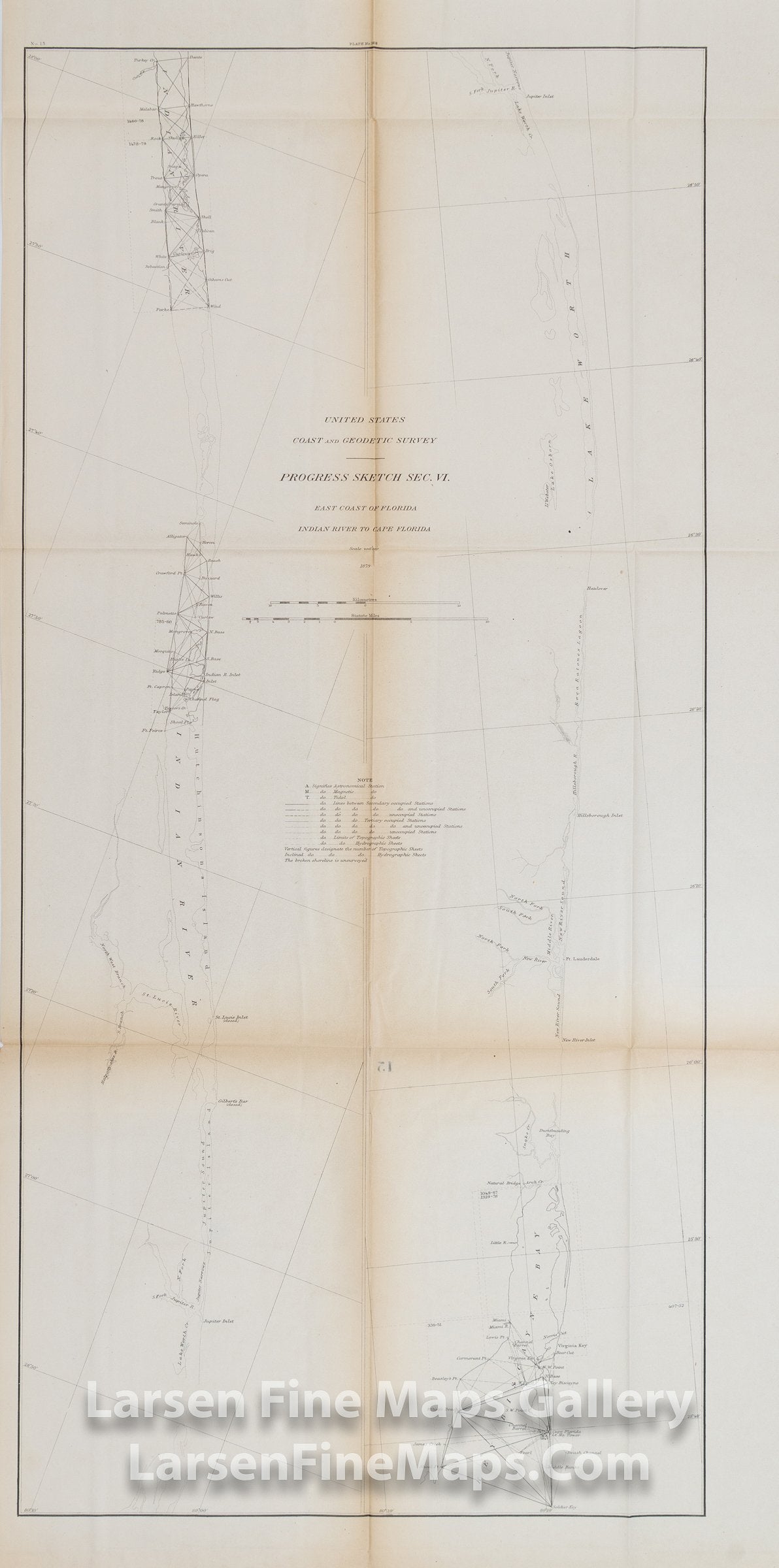 Sketch Showing the Progress of the Survey in Section VI. East Coast of Florida, Indian River to Cape Canaveral Florida U.S. Coast Survey