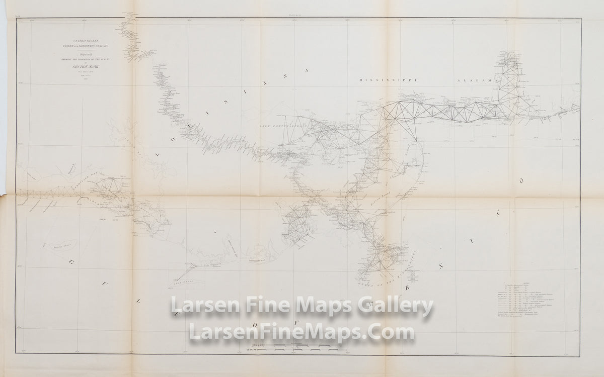 Sketch Showing the Progress of the Survey in Section VIII. Alabama, Mississippi, and Louisiana U.S. Coast Survey