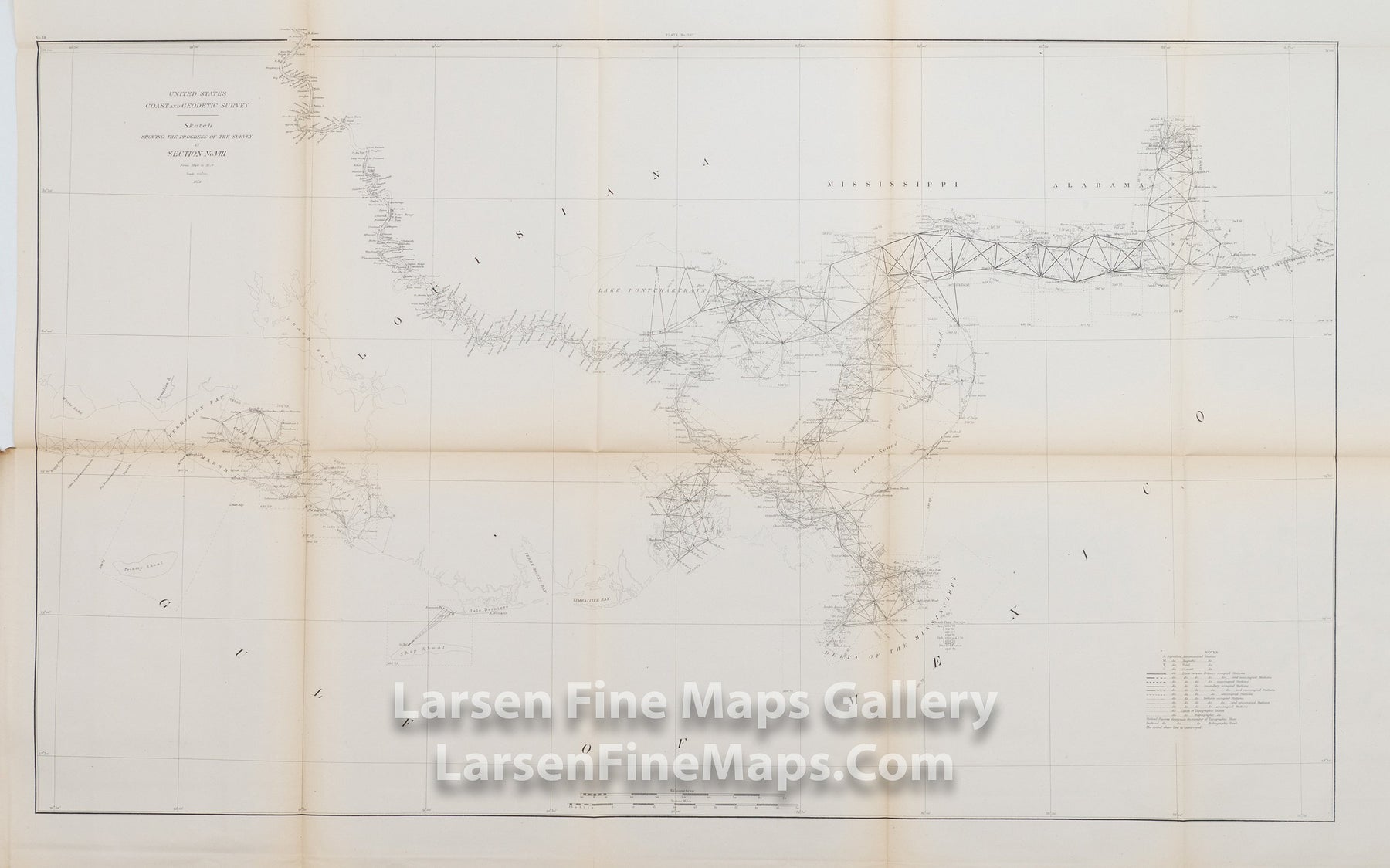 Sketch Showing the Progress of the Survey in Section VIII. Alabama, Mississippi, and Louisiana U.S. Coast Survey