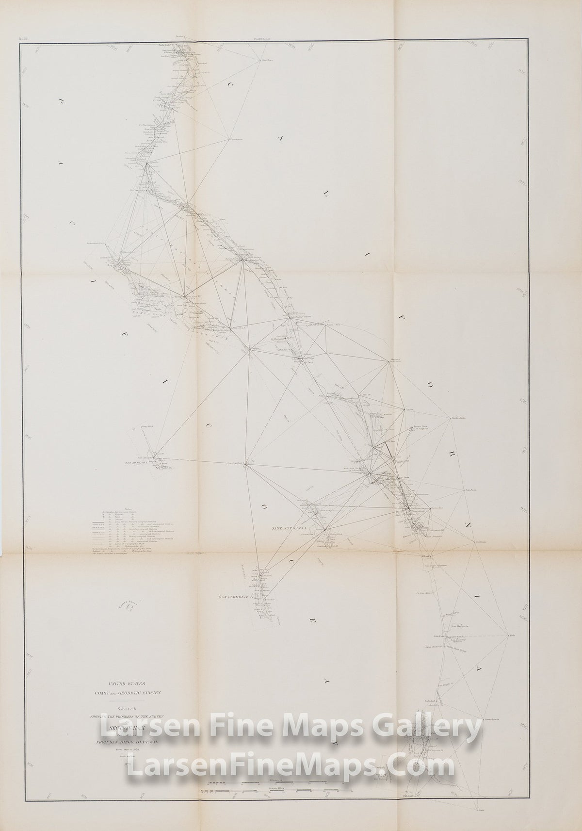 Sketch Showing the Progress of the Survey in Section X (Lower Sheet). Coast of California from San Diego to Point Sal U.S. Coast Survey