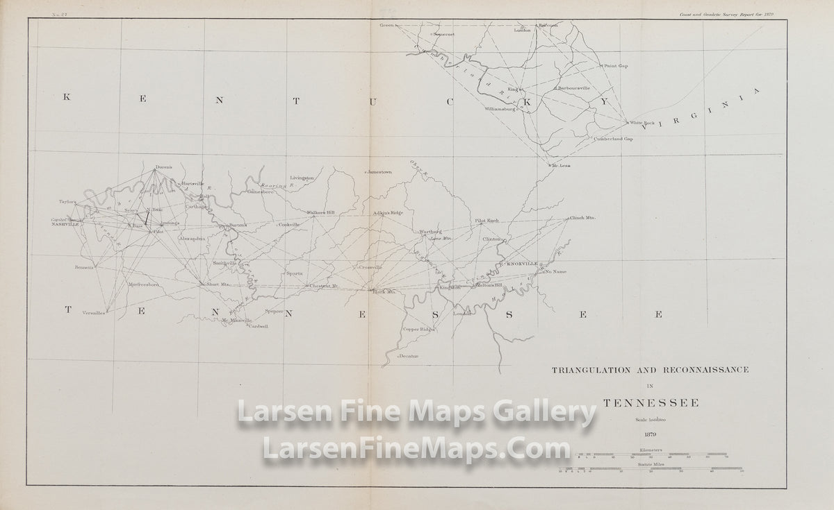 Sketch Showing the Progress of the Survey in Section XIII. Reconnaissance and Triangulation in Tennessee U.S. Coast Survey