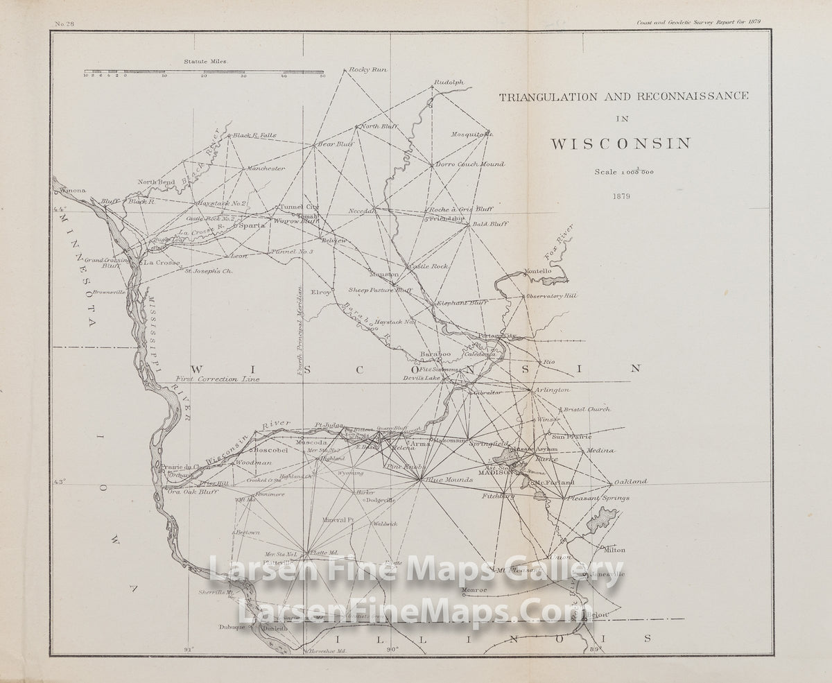 Sketch Showing the Progress of the Survey in Section XIII. Reconnaissance and Triangulation in Wisconsin U.S. Coast Survey