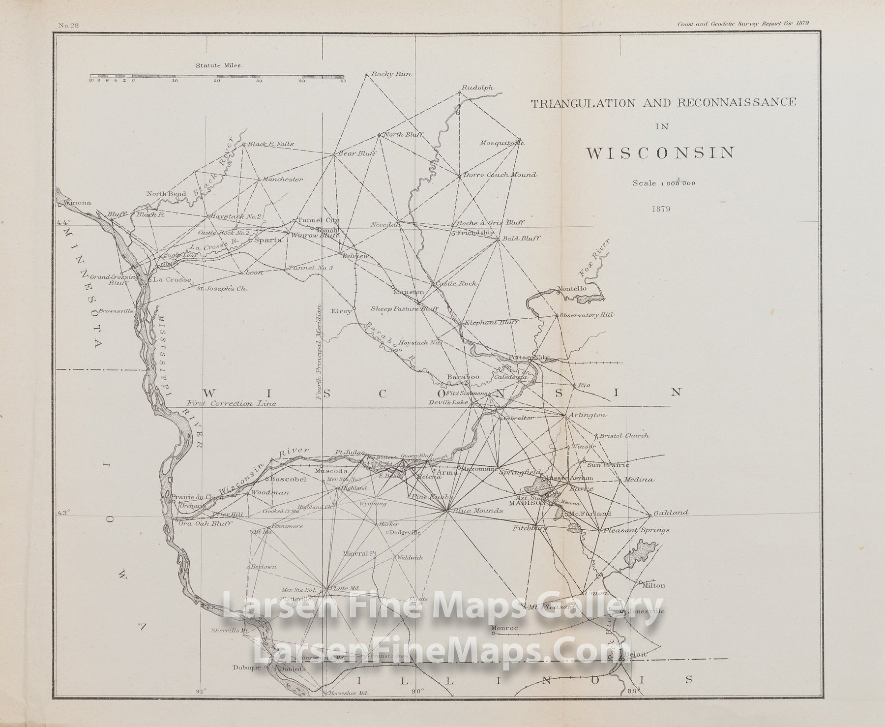 Sketch Showing the Progress of the Survey in Section XIII. Reconnaissance and Triangulation in Wisconsin U.S. Coast Survey