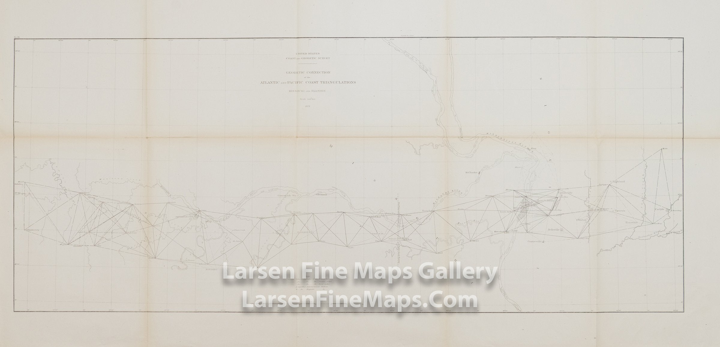 Sketch Showing the Progress of the Survey in Sections XIV and XV. Geodetic Connection of the Atlantic and Pacific Coast Triangulations, Missouri and Illinois U.S. Coast Survey