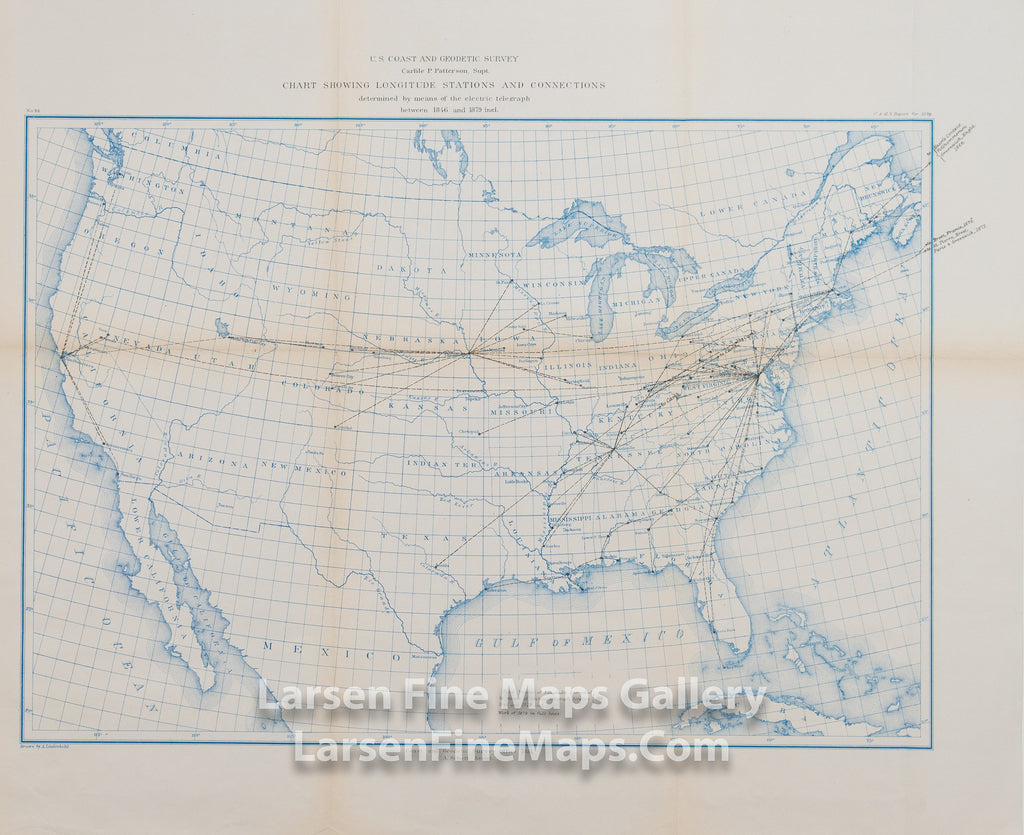 Map Showing the Longitude Stations and Connections Determined by means