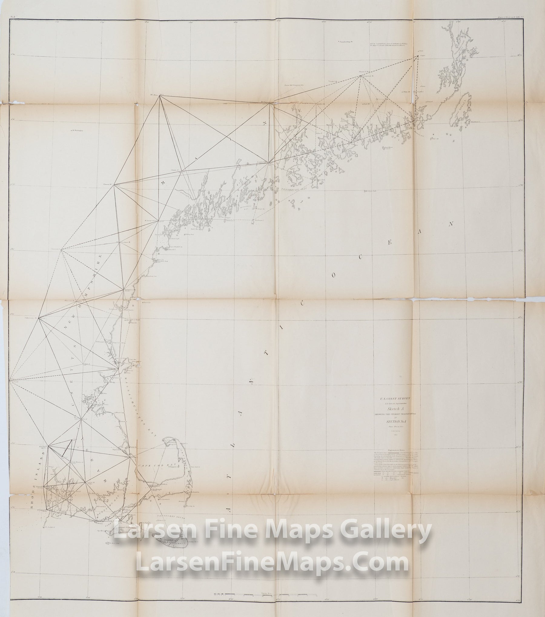 Sketch A Showing the Primary Triangulation in Section No. I From 1844 to 1855, U.S. Coast Survey