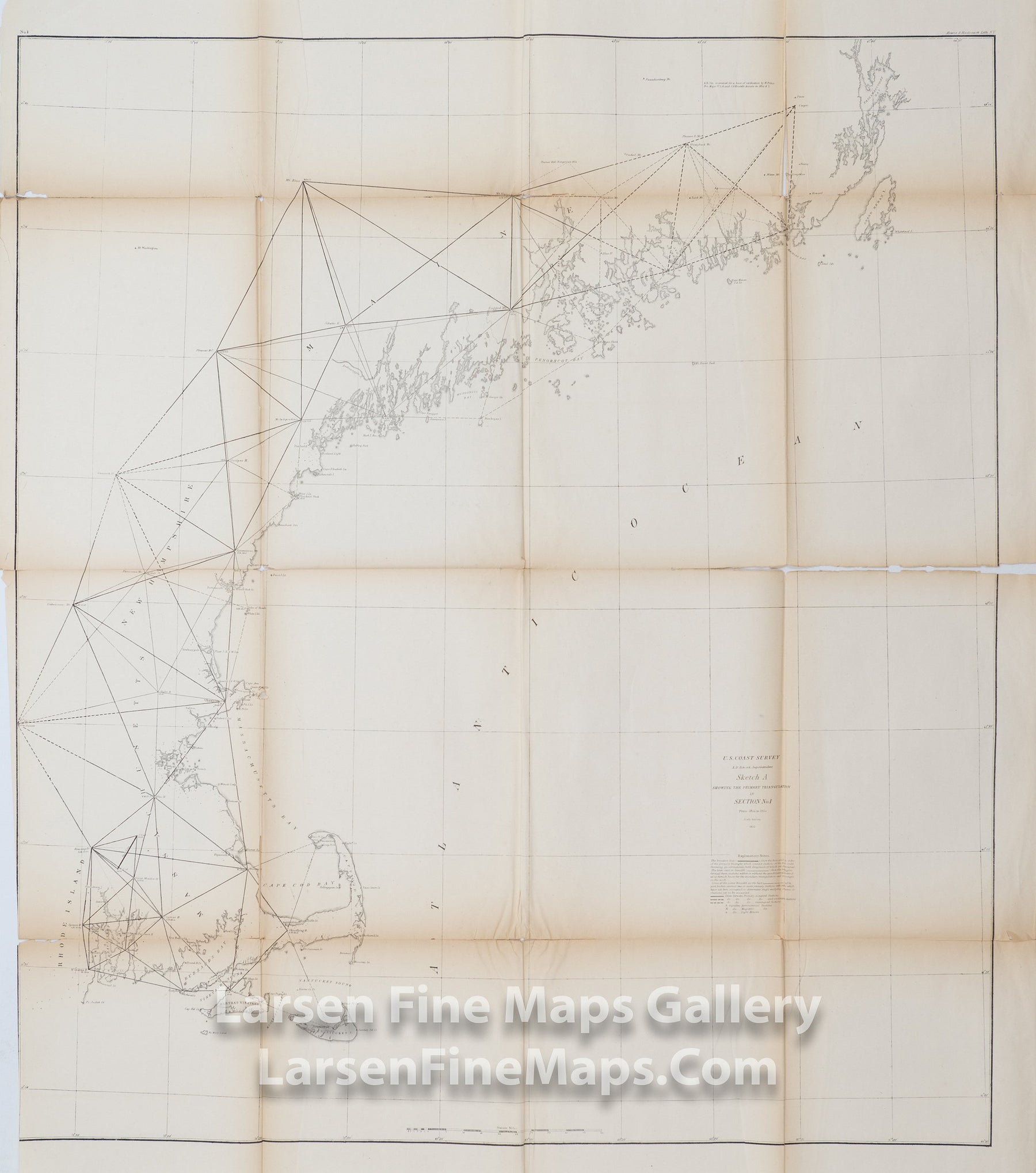 Map Trangulation Example Sketch A Showing the Primary Triangulation in Section No. I From 1844