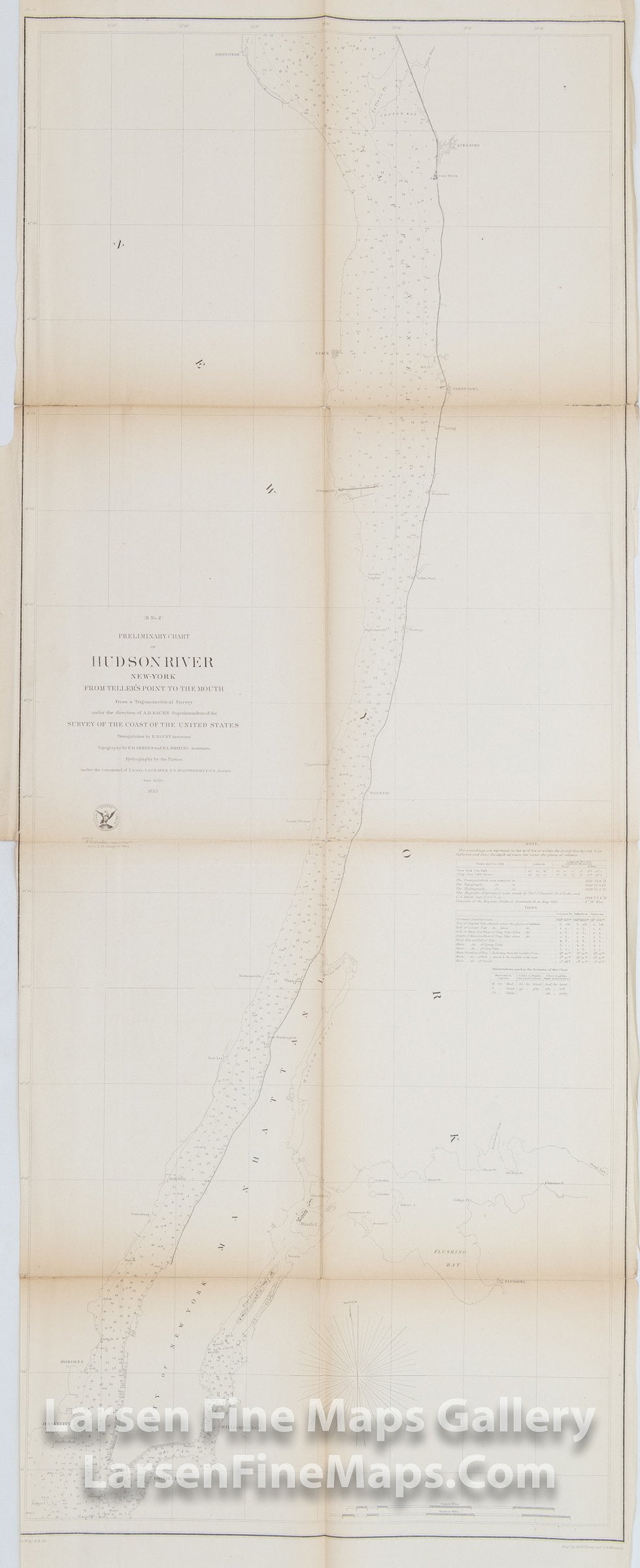 Preliminary Chart of Hudson River New-York From Teller's Point to The Mouth