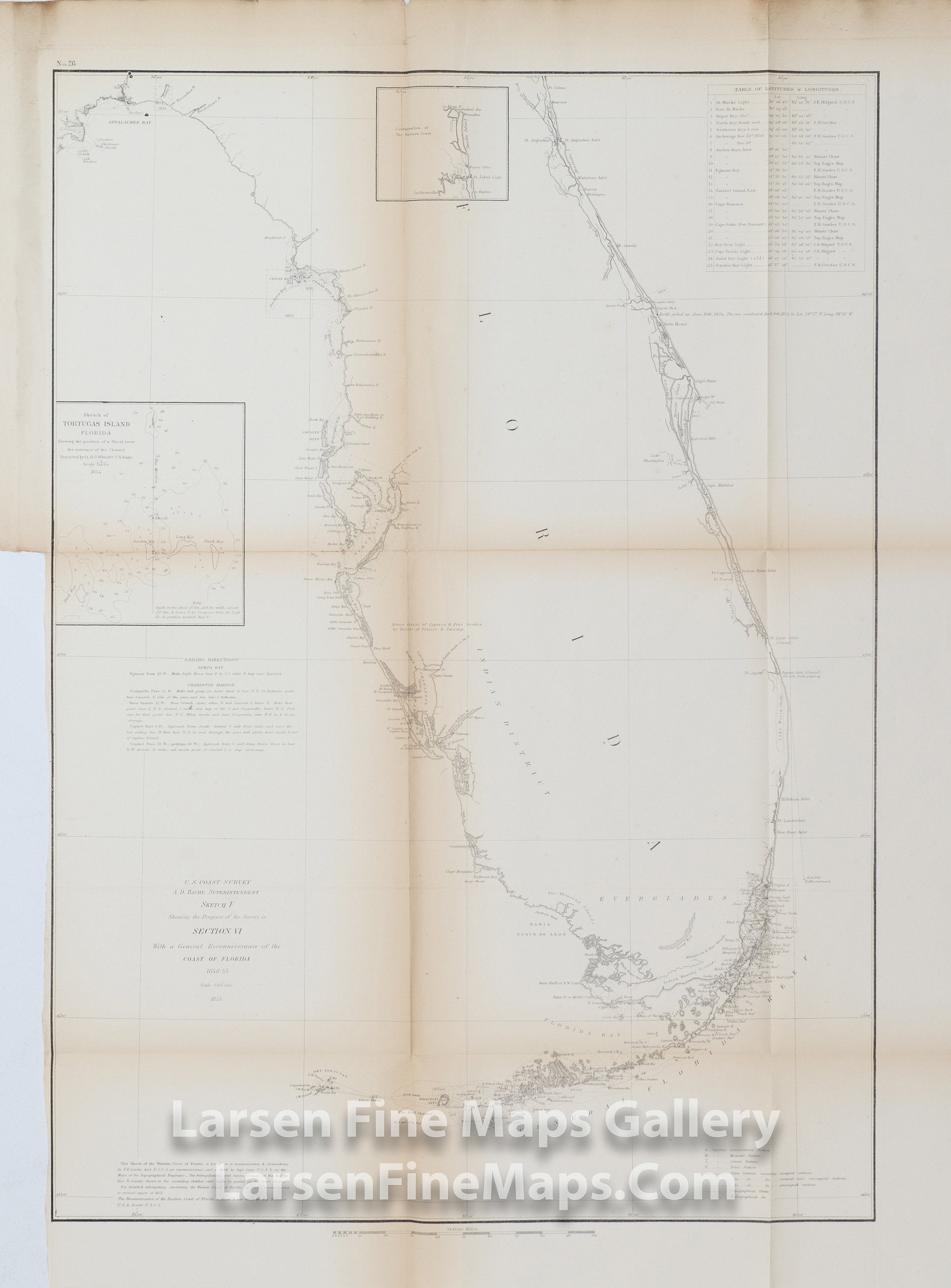 Sketch F Showing the Progress of the Survey in Section No. VI With a General Reconnaissance of the Coast of Florida 1848-55, U.S. Coast Survey