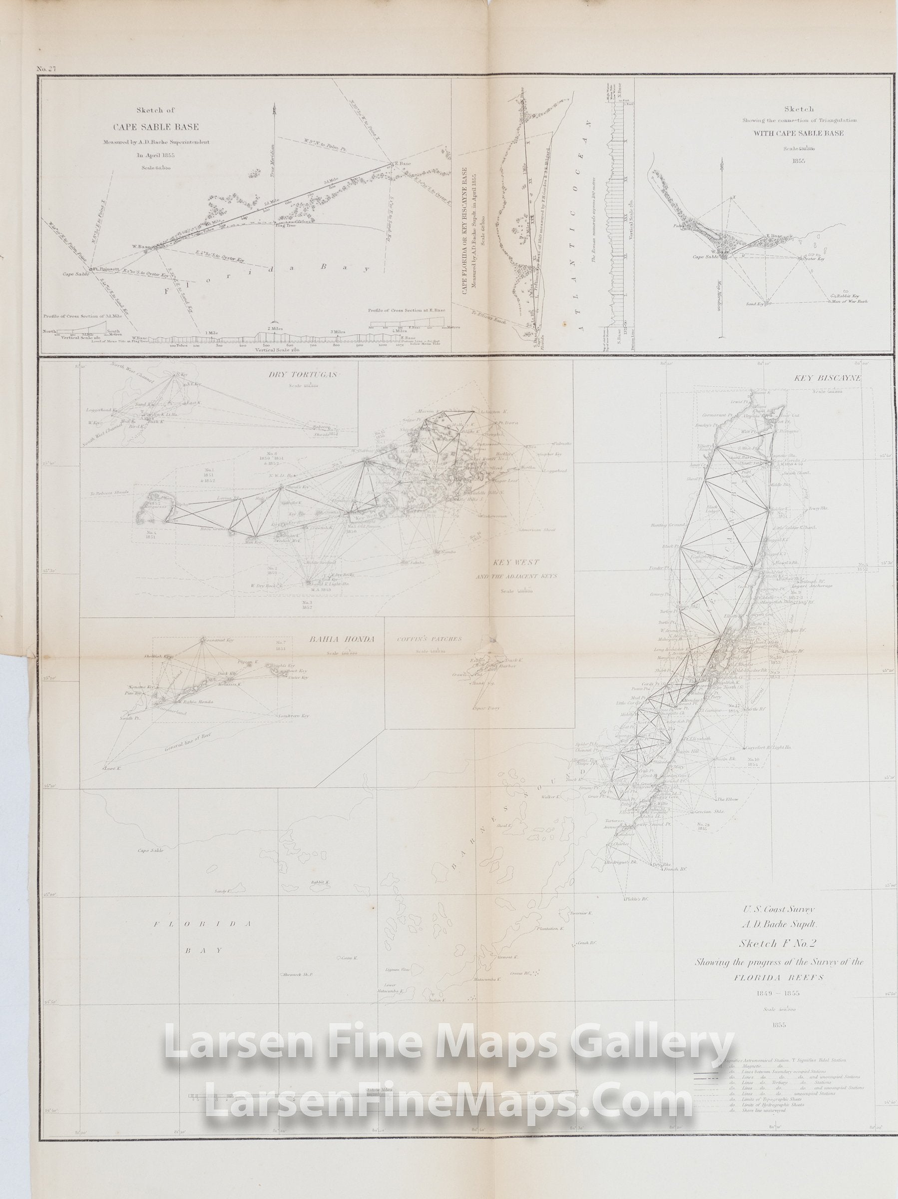 Sketch F No. 2 Showing the progress of the Survey of the Florida Reefs 1849 - 1855, U.S. Coast Survey