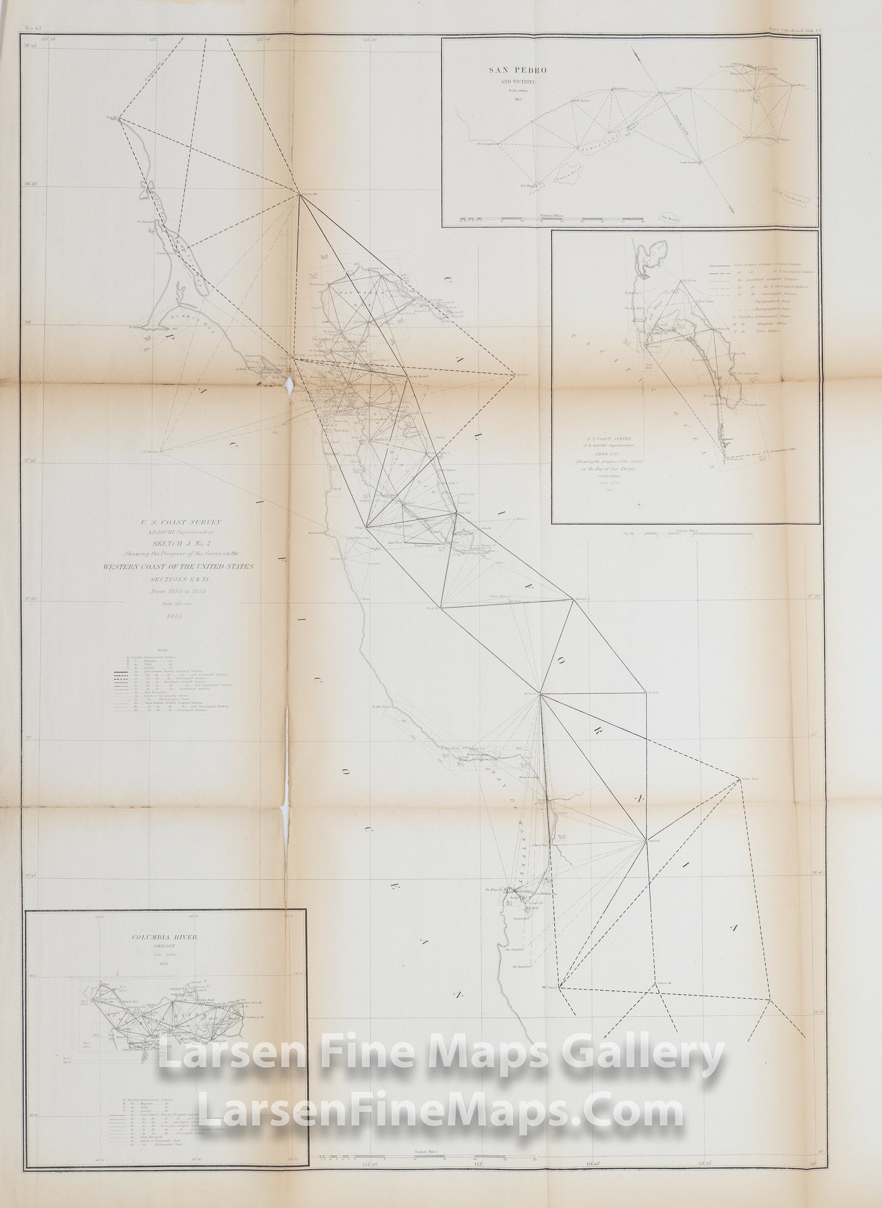Sketch J No. 2 Showing the Progress of the Survey on the Western Coast of The United States Sections X & XI From 1850 to 1855, U.S. Coast Survey