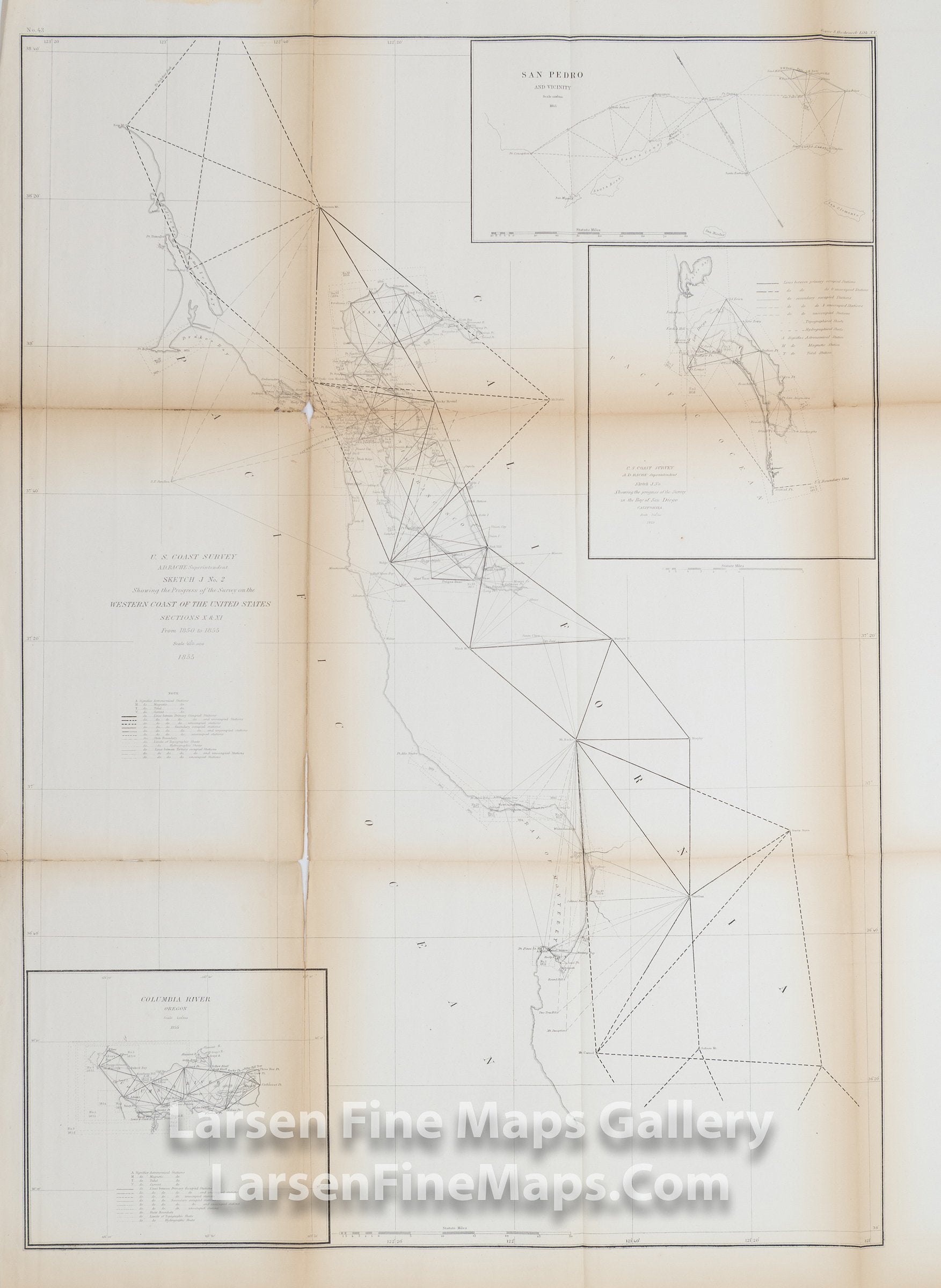 Sketch J No. 2 Showing the Progress of the Survey on the Western Coast of The United States Sections X & XI From 1850 to 1855